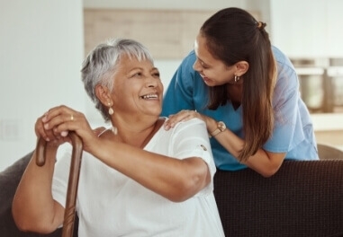 An active senior in Howard County participating in a wellness check-up to champion their health during Older Americans Month.
