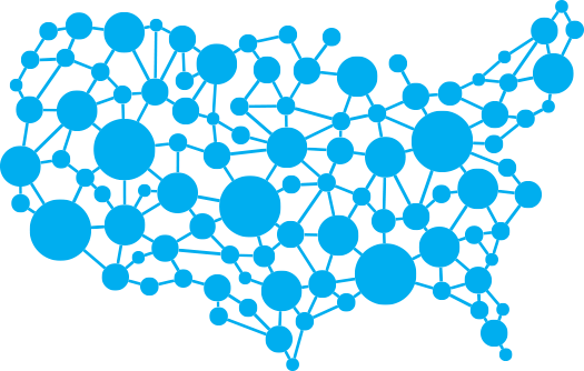 A map graphic showing the locations in the United States that ComForCare services with home care